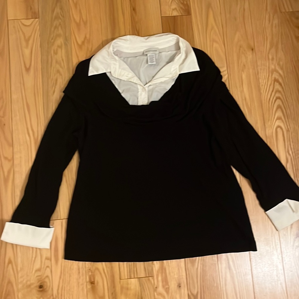 Soft Surroundings sweater with blouse cuffs and collar size 2x